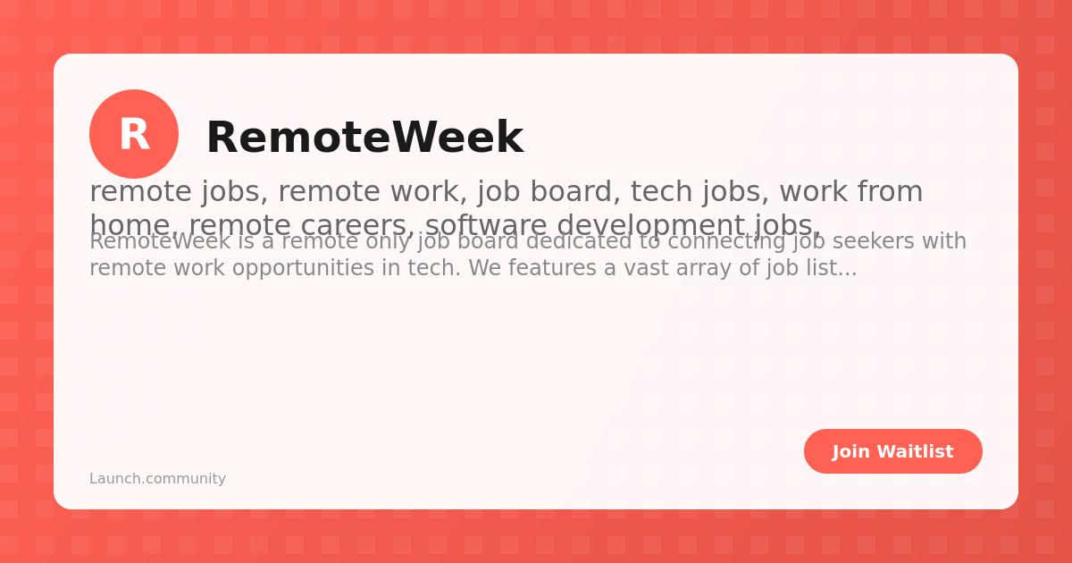RemoteWeek - remote jobs, remote work, job board, tech jobs, work from ...